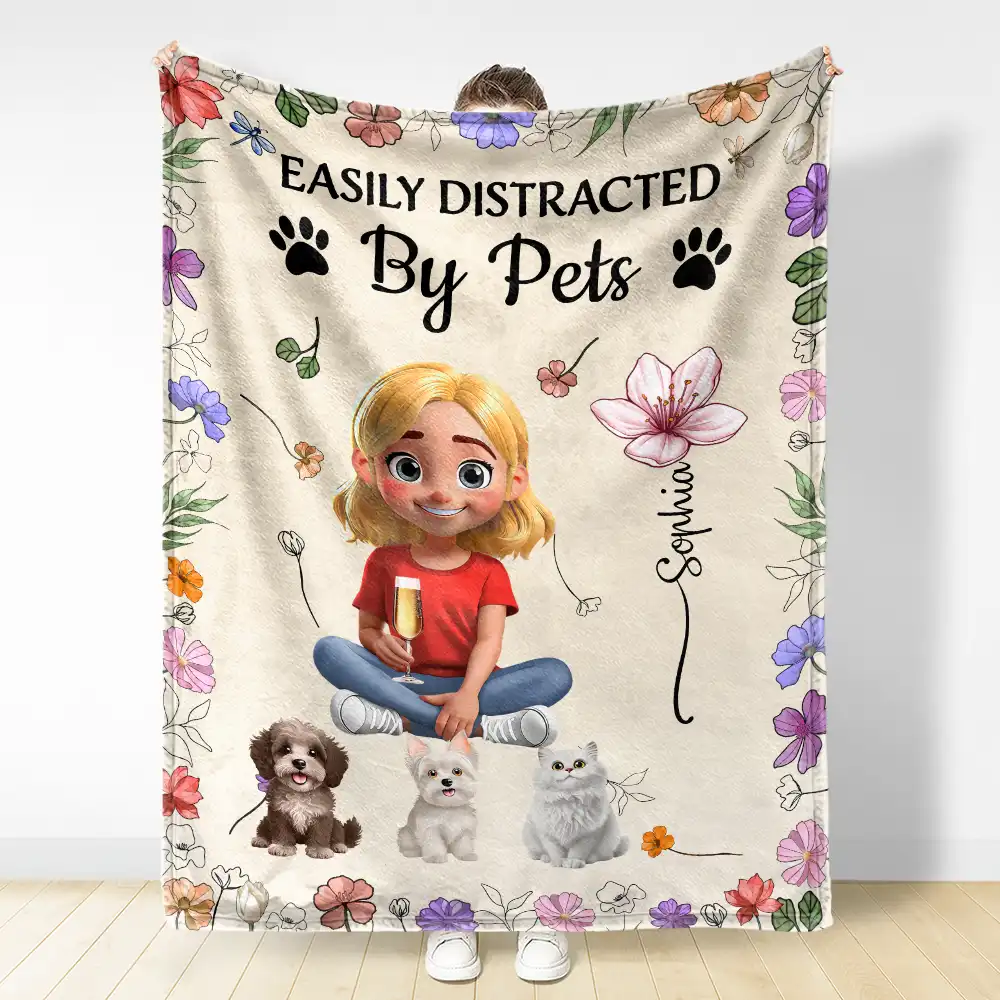 A Girl And Her Dog A Bond Can't Be Broken Birth Month Flower - Personalized Fleece Blanket, Sherpa Blanket - Image 3