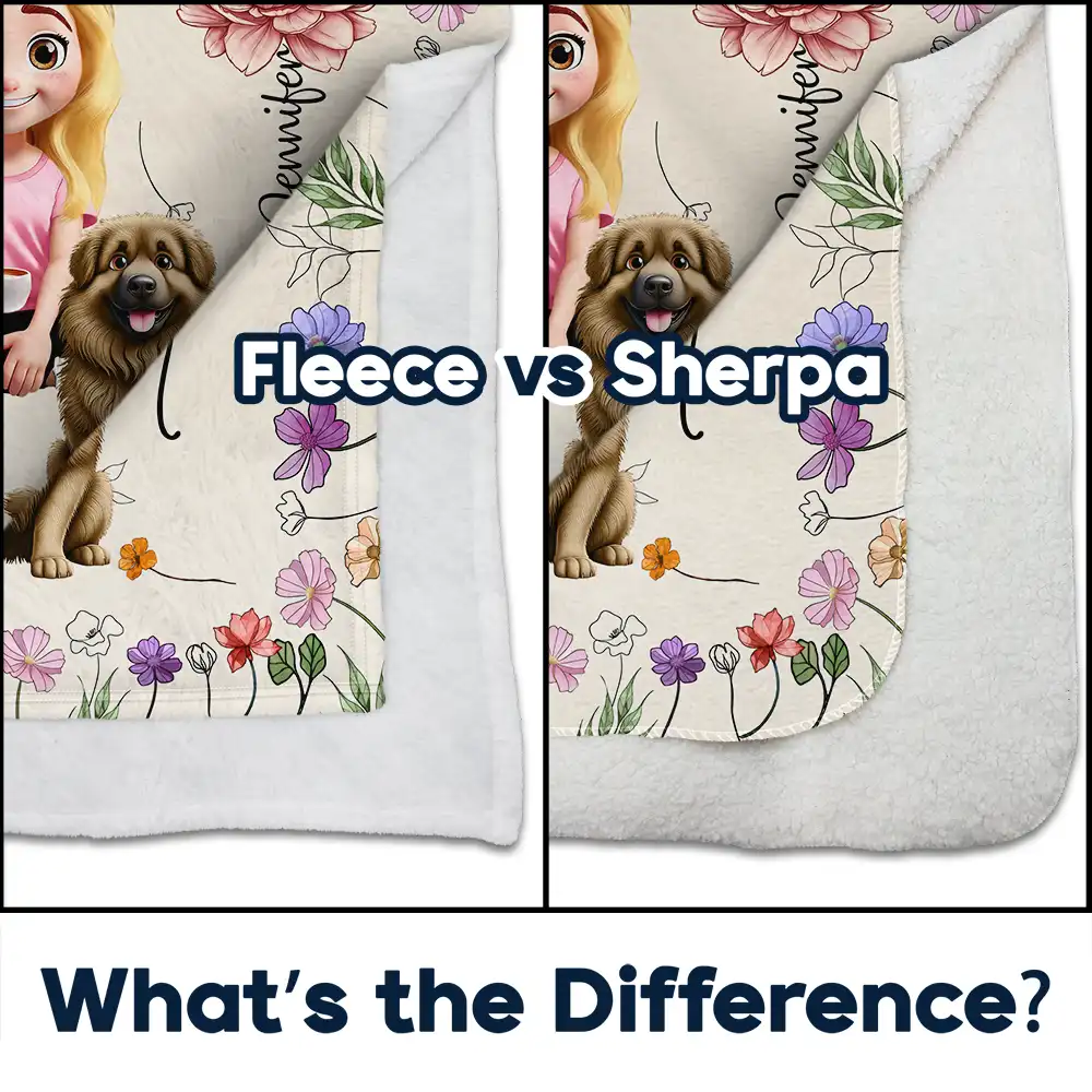 A Girl And Her Dog A Bond Can't Be Broken Birth Month Flower - Personalized Fleece Blanket, Sherpa Blanket - Image 4