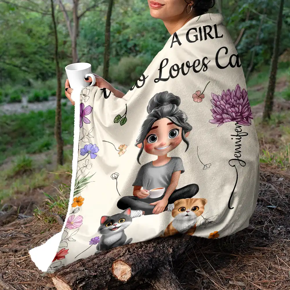 A Girl And Her Dog A Bond Can't Be Broken Birth Month Flower - Personalized Fleece Blanket, Sherpa Blanket - Image 5