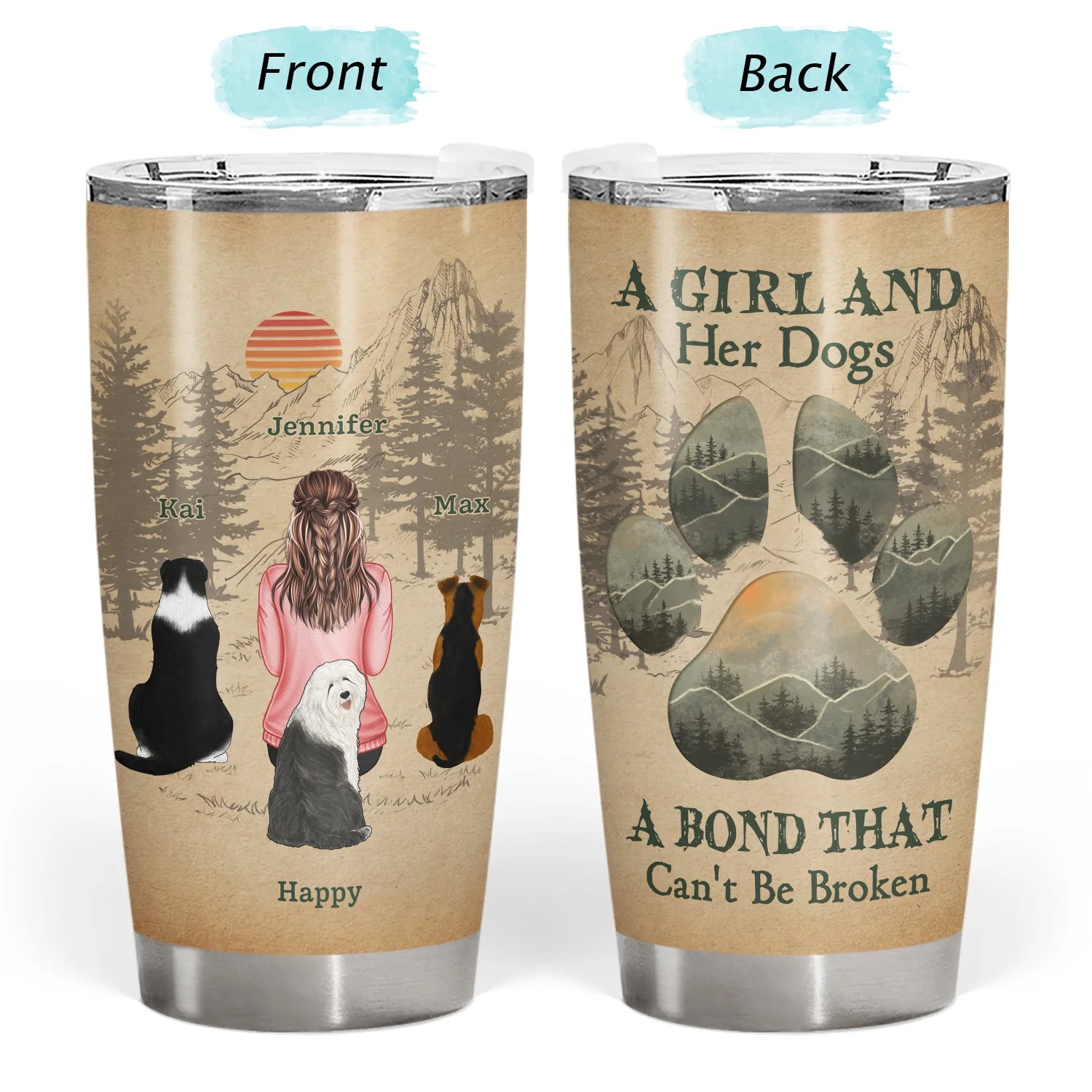 A Girl And Her Dog A Bond That Can‘t Be Broken - Gift For Dog Lovers - Personalized Custom Tumbler - Image 3
