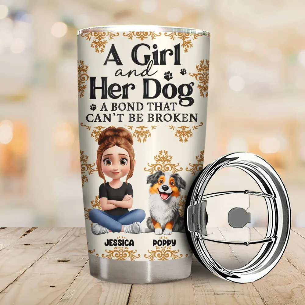 A Girl And Her Dog A Bond That Can't Be Broken 3D Effect - Personalized Tumbler - Image 2