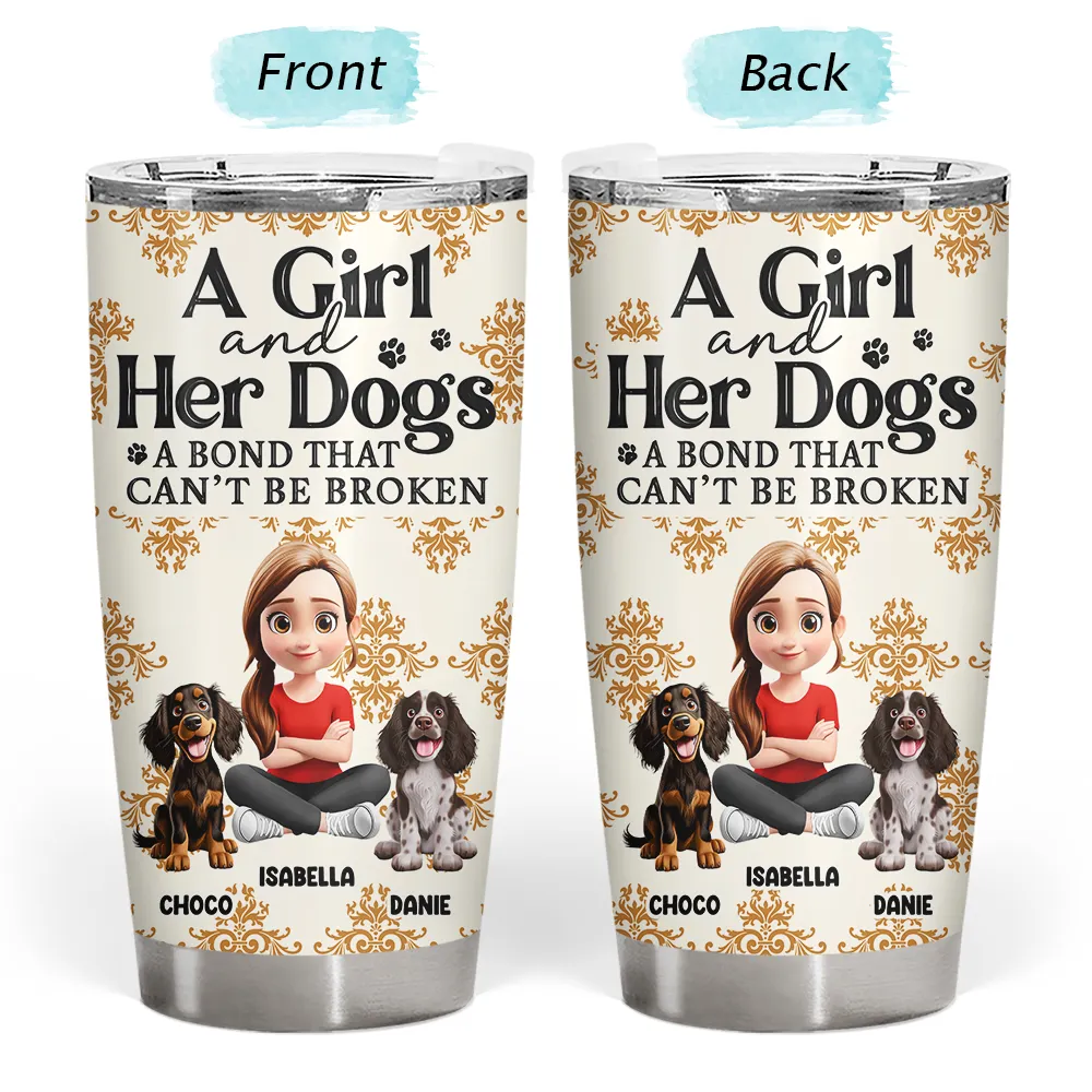 A Girl And Her Dog A Bond That Can't Be Broken 3D Effect - Personalized Tumbler - Image 3