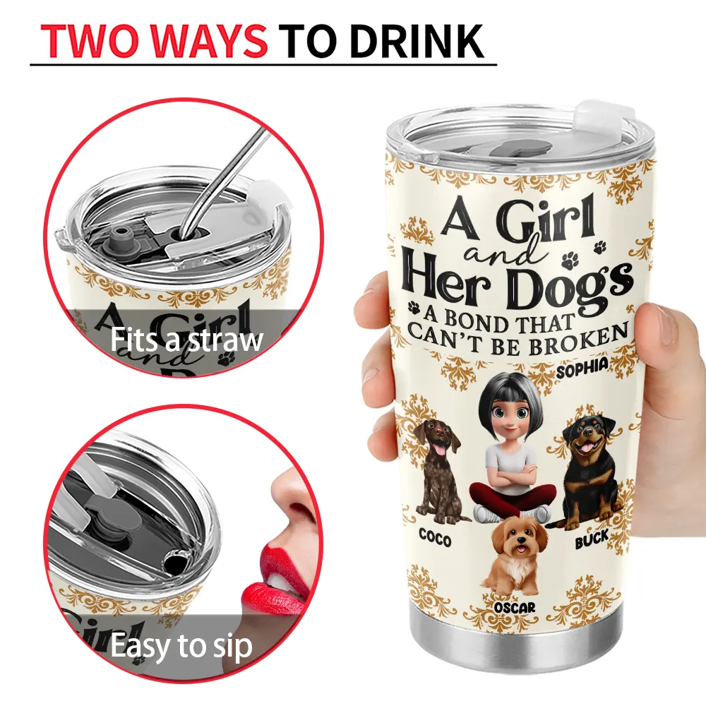 A Girl And Her Dog A Bond That Can't Be Broken 3D Effect - Personalized Tumbler - Image 4