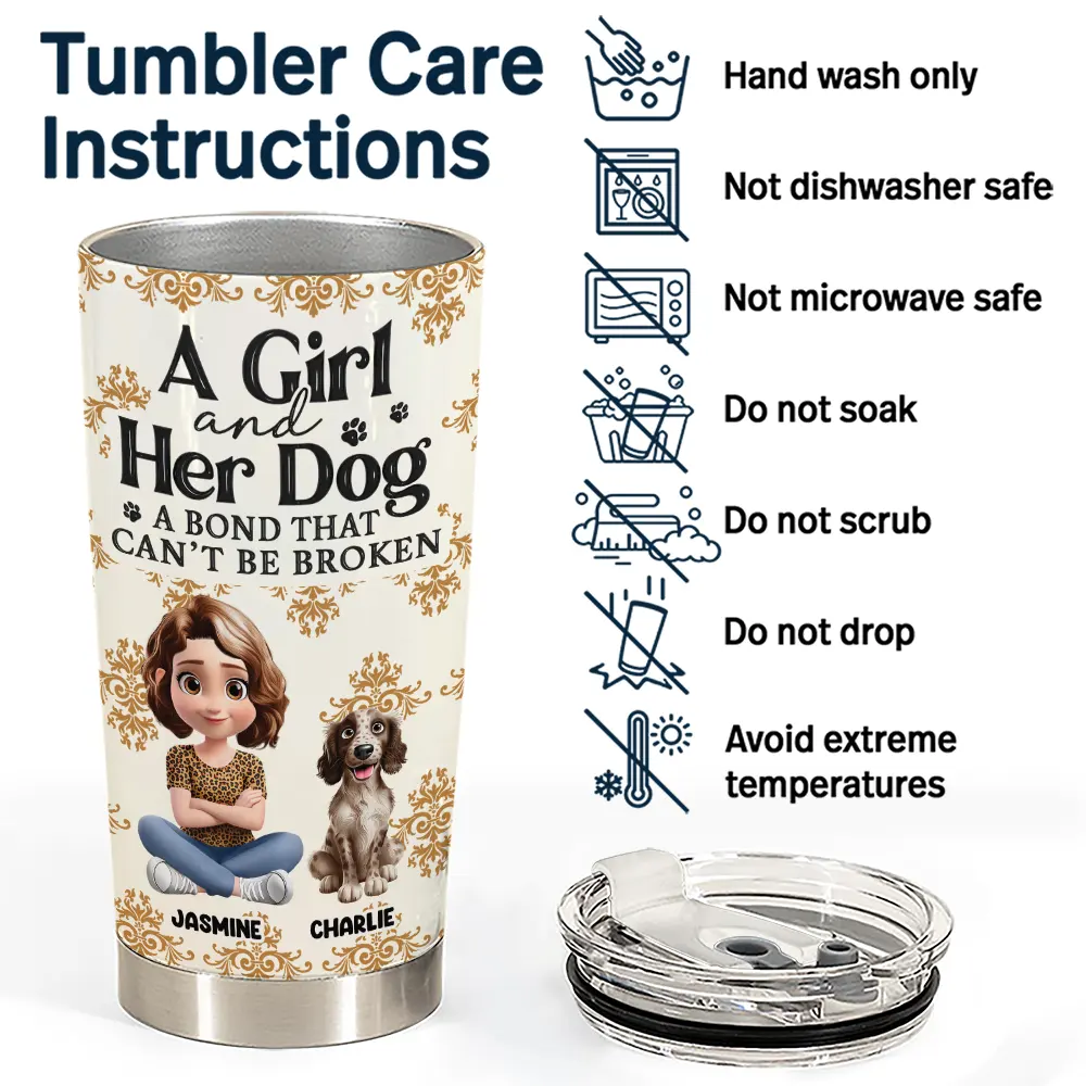 A Girl And Her Dog A Bond That Can't Be Broken 3D Effect - Personalized Tumbler - Image 5