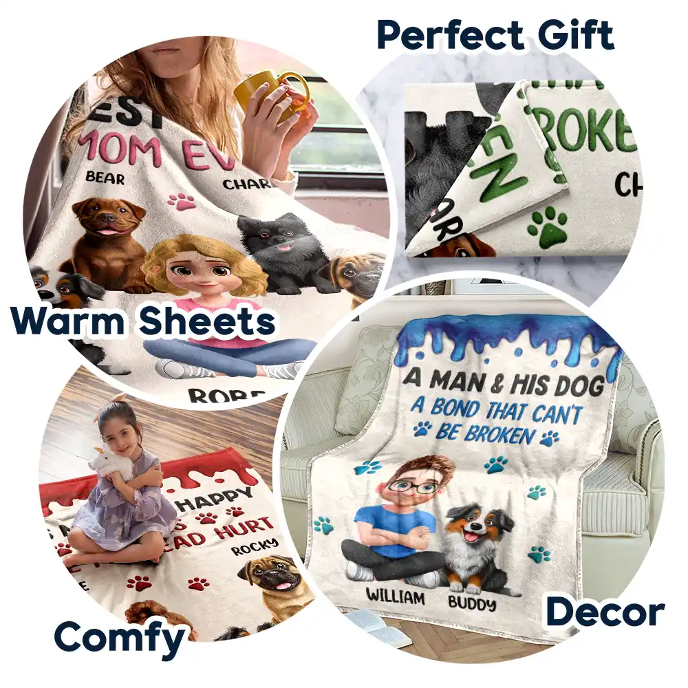 A Girl And Her Dog A Bond That Can't Be Broken - Personalized Fleece Blanket, Sherpa Blanket - Image 7
