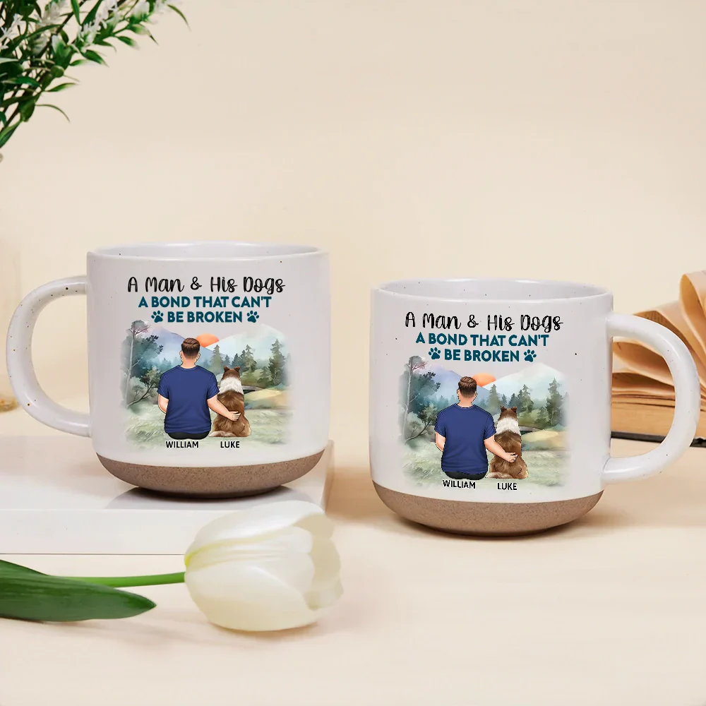 A Girl And Her Dog A Bond That Can't Be Broken - Personalized Pottery Mug - Image 2