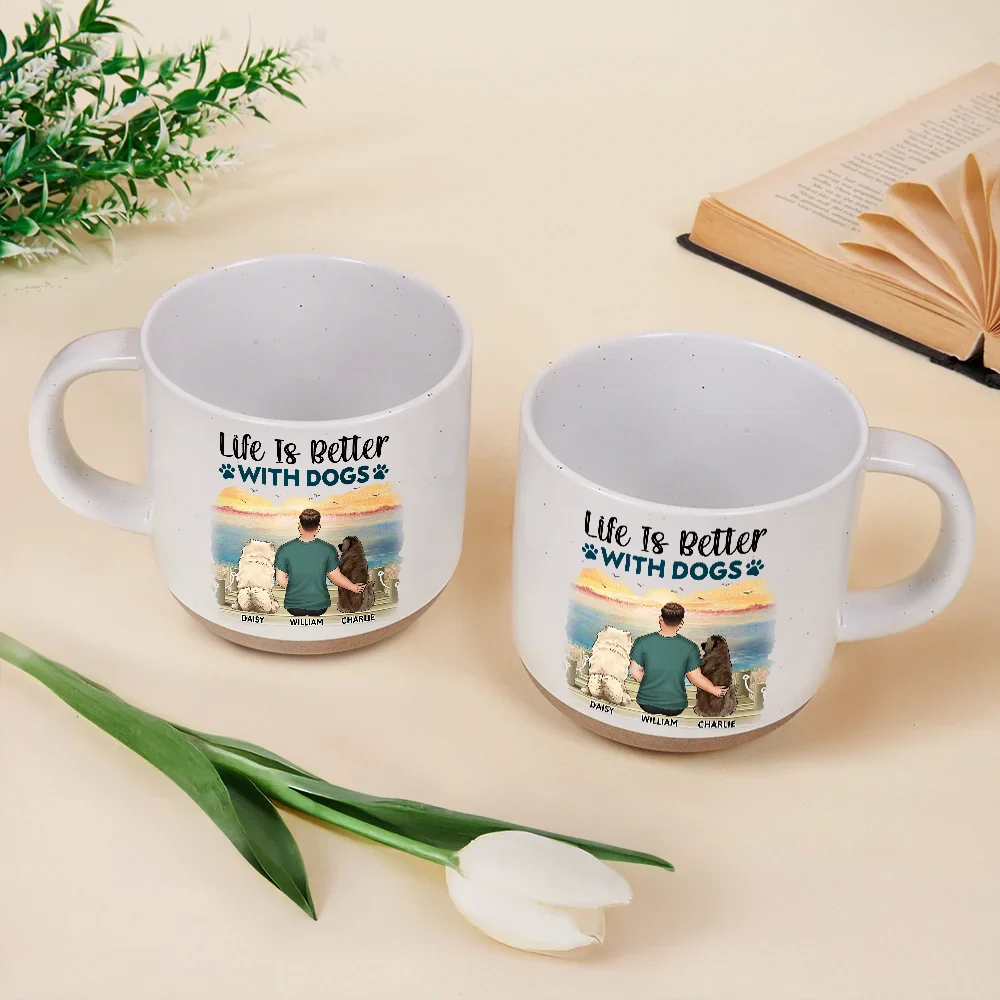 A Girl And Her Dog A Bond That Can't Be Broken - Personalized Pottery Mug - Image 3