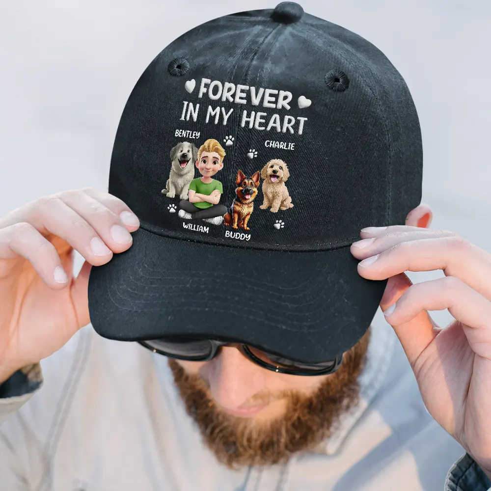 A Girl And Her Dog A Bond That Can't Be Broken - Personalized Vintage Washed Denim Cap - Image 2