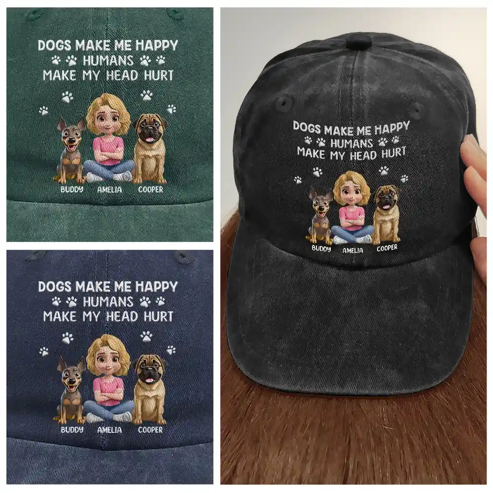 A Girl And Her Dog A Bond That Can't Be Broken - Personalized Vintage Washed Denim Cap - Image 4