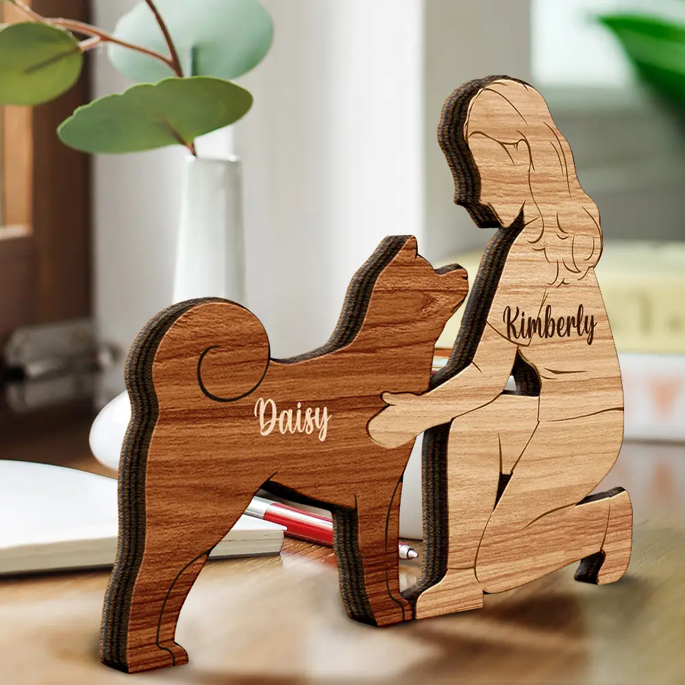 A Girl And Her Dog A Bond That Can't Be Broken - Personalized Wooden Dog Sculpture - Image 3