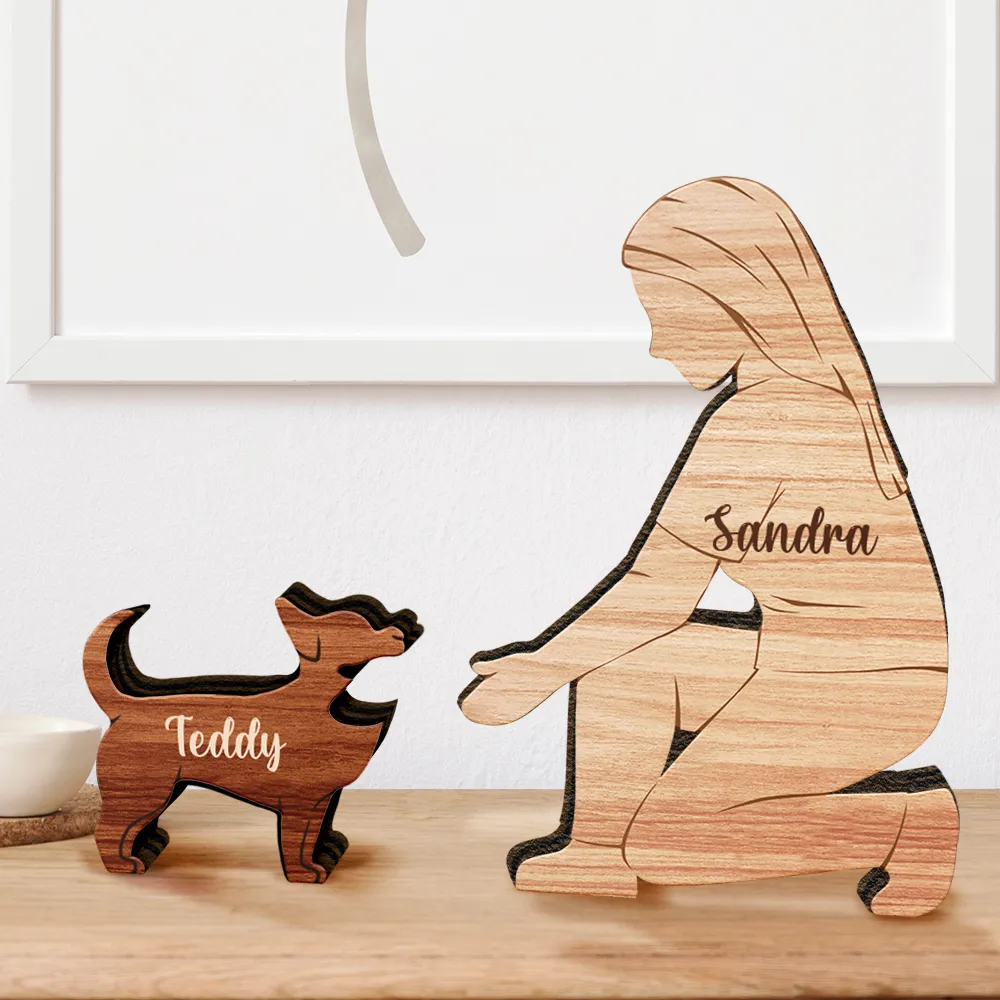 A Girl And Her Dog A Bond That Can't Be Broken - Personalized Wooden Dog Sculpture - Image 4