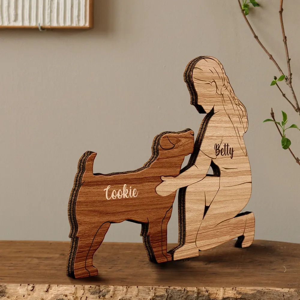 A Girl And Her Dog A Bond That Can't Be Broken - Personalized Wooden Dog Sculpture - Image 5