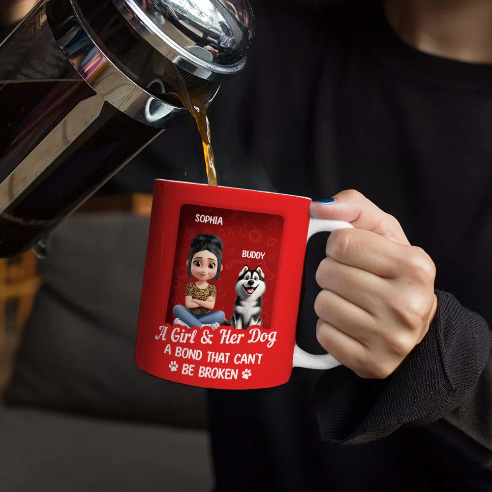A Girl And Her Dog A Bond That Can't Be Broken Toy Box - Personalized White Edge-to-Edge Mug - Image 4