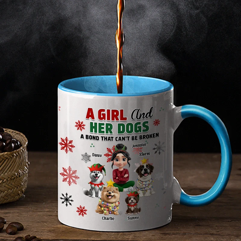 A Girl And Her Dog Christmas - Personalized Accent Mug - Image 2