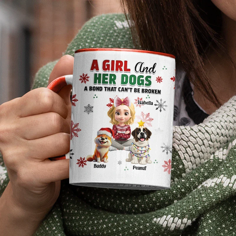 A Girl And Her Dog Christmas - Personalized Accent Mug - Image 3