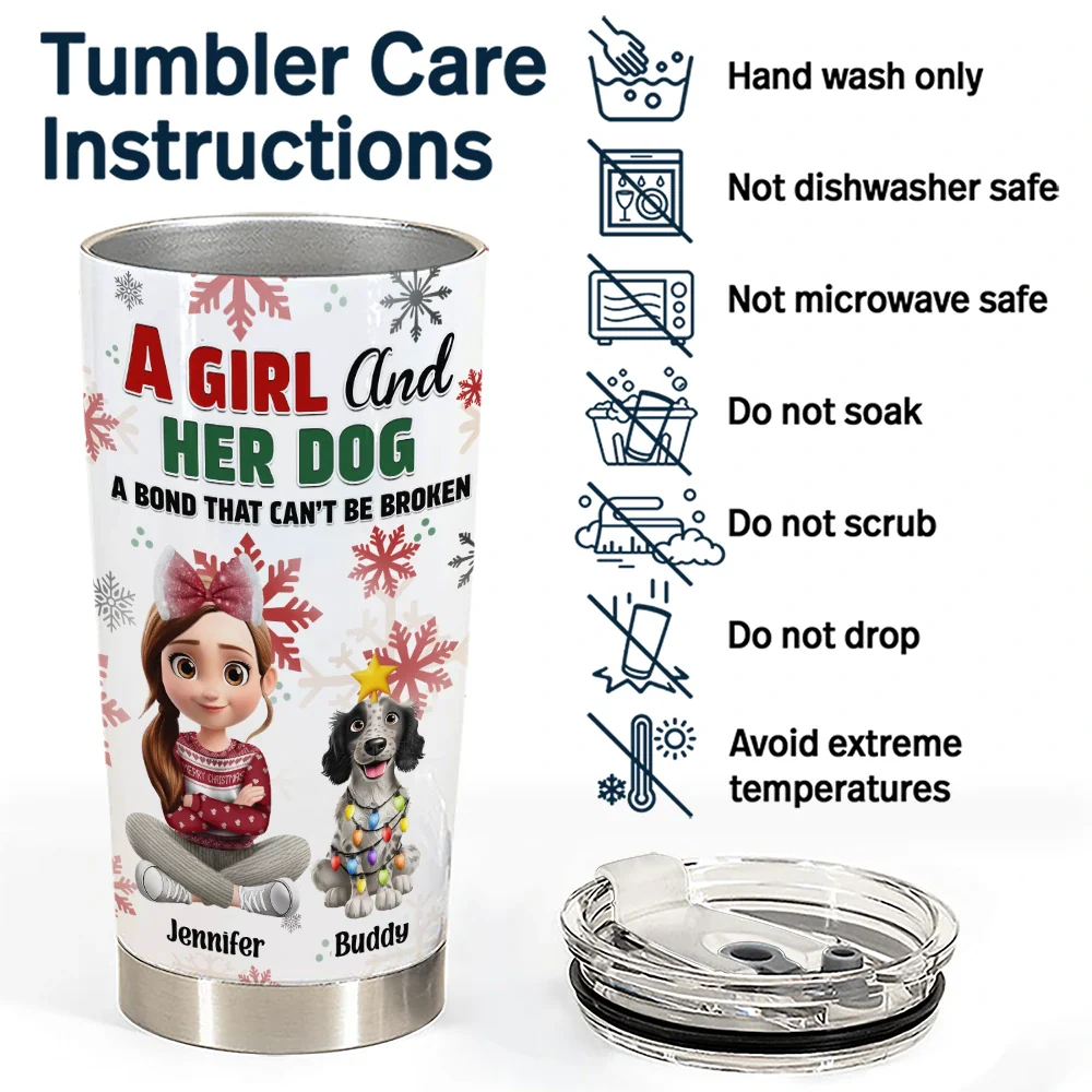 A Girl And Her Dog Christmas - Personalized Tumbler - Image 5