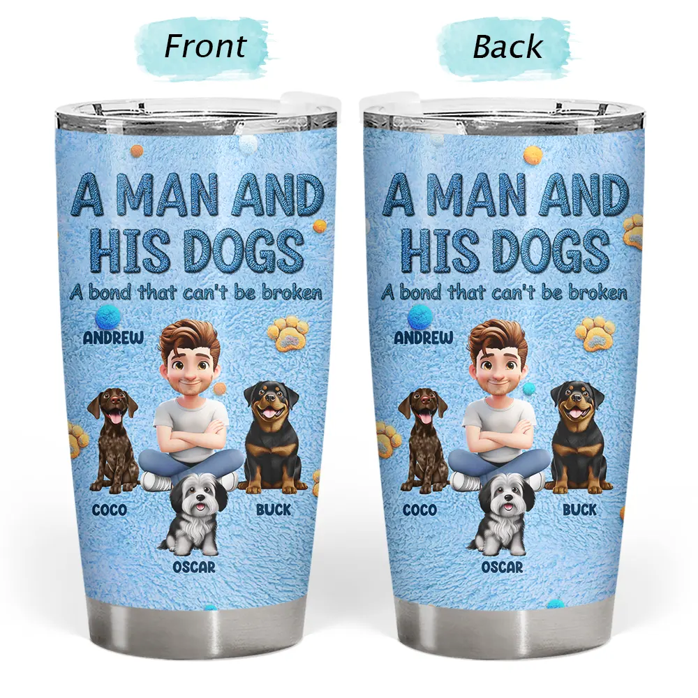 A Girl And Her Dog Embroidery Effect - Personalized Tumbler - Image 3