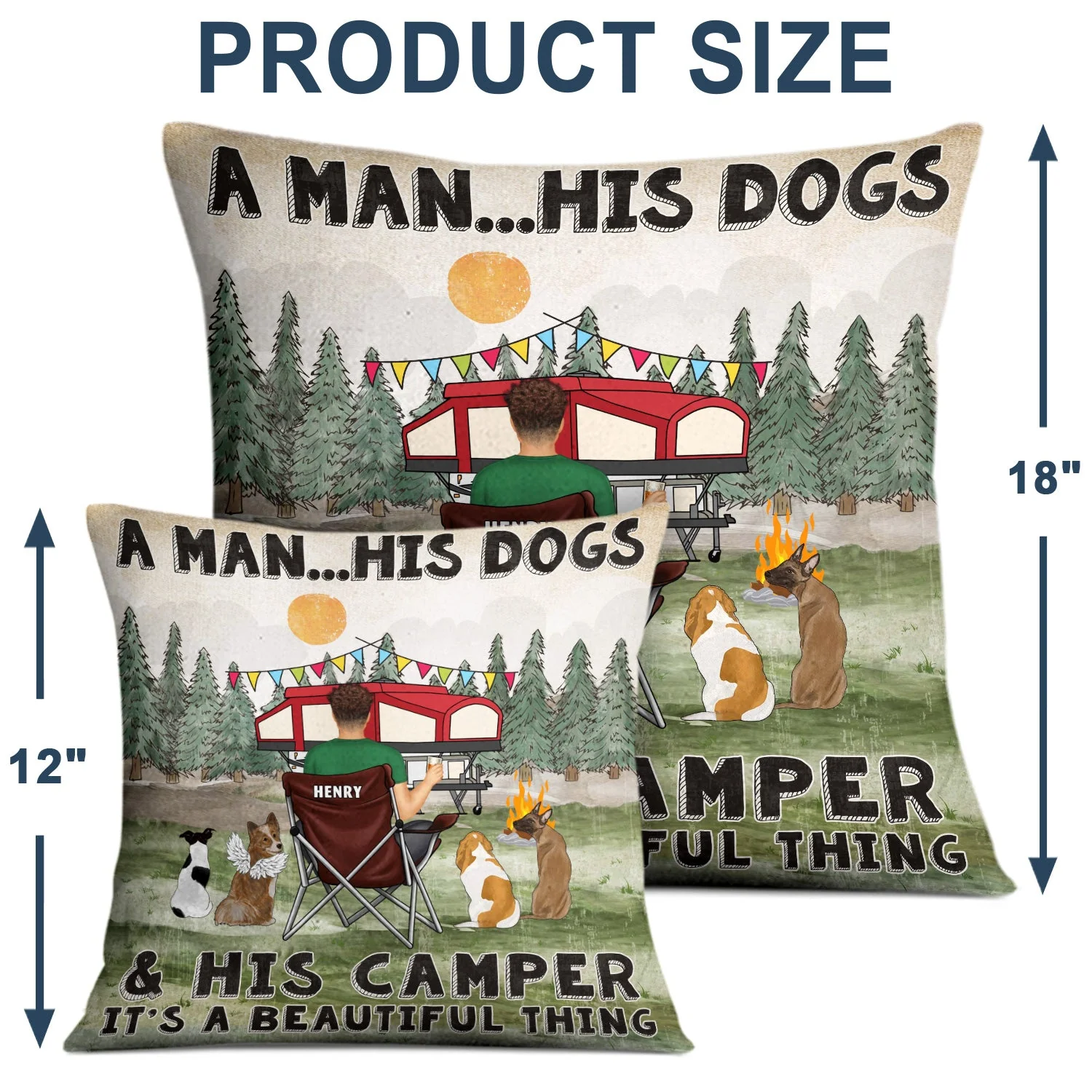 A Girl And Her Dogs Beautiful Thing - Gift For Camping Lovers - Personalized Pillow - Image 4