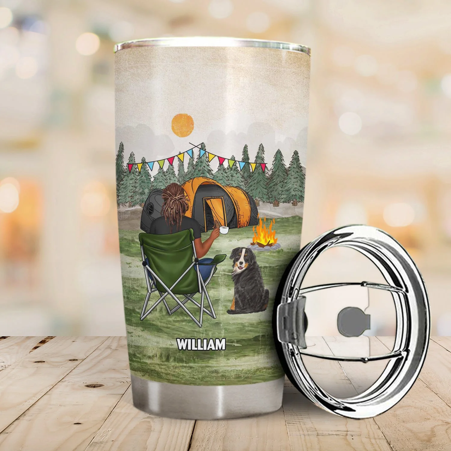 A Girl And Her Dogs Beautiful Thing - Gift For Camping Lovers - Personalized Tumbler - Image 2