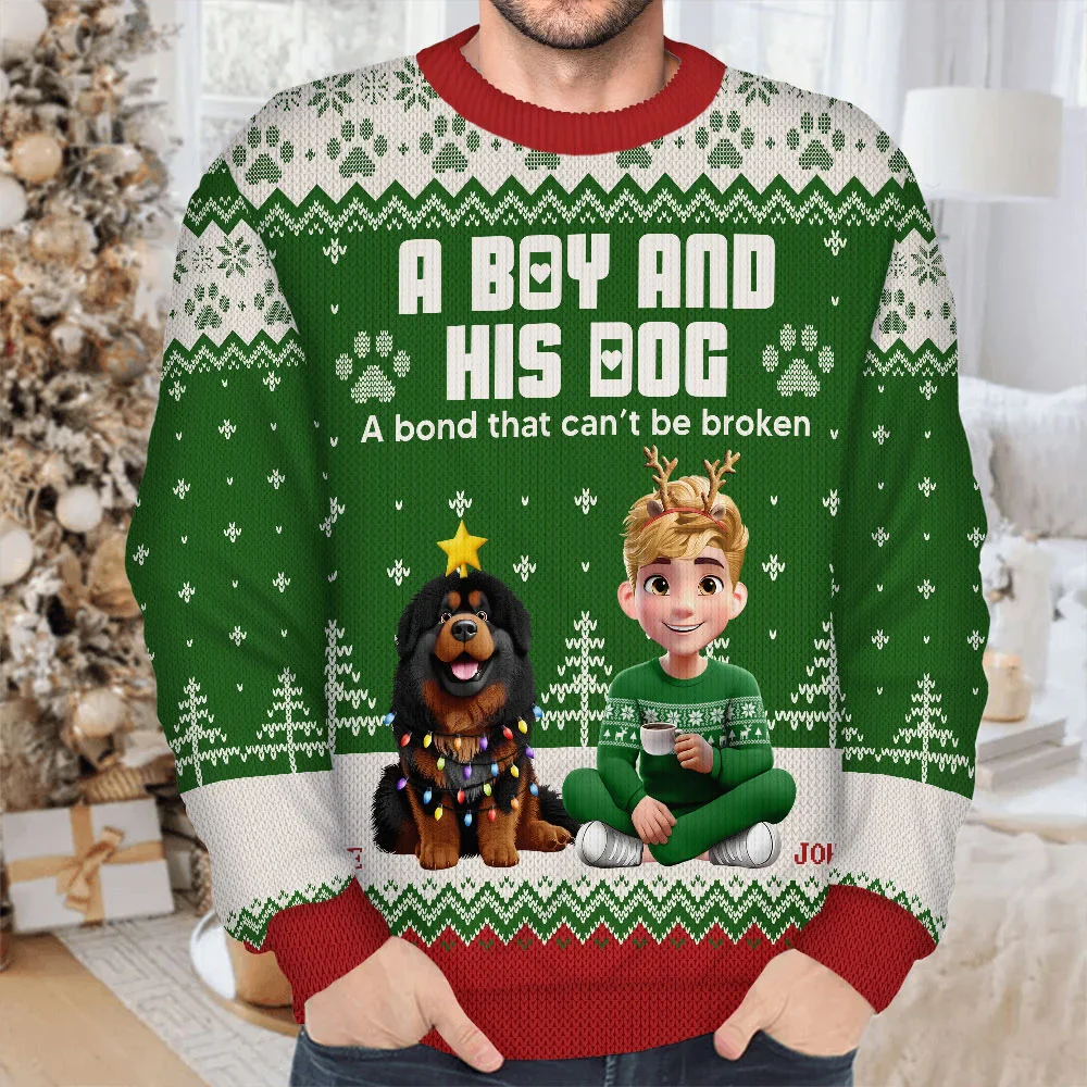 A Girl And Her Dogs - Personalized Unisex Ugly Sweater - Image 4