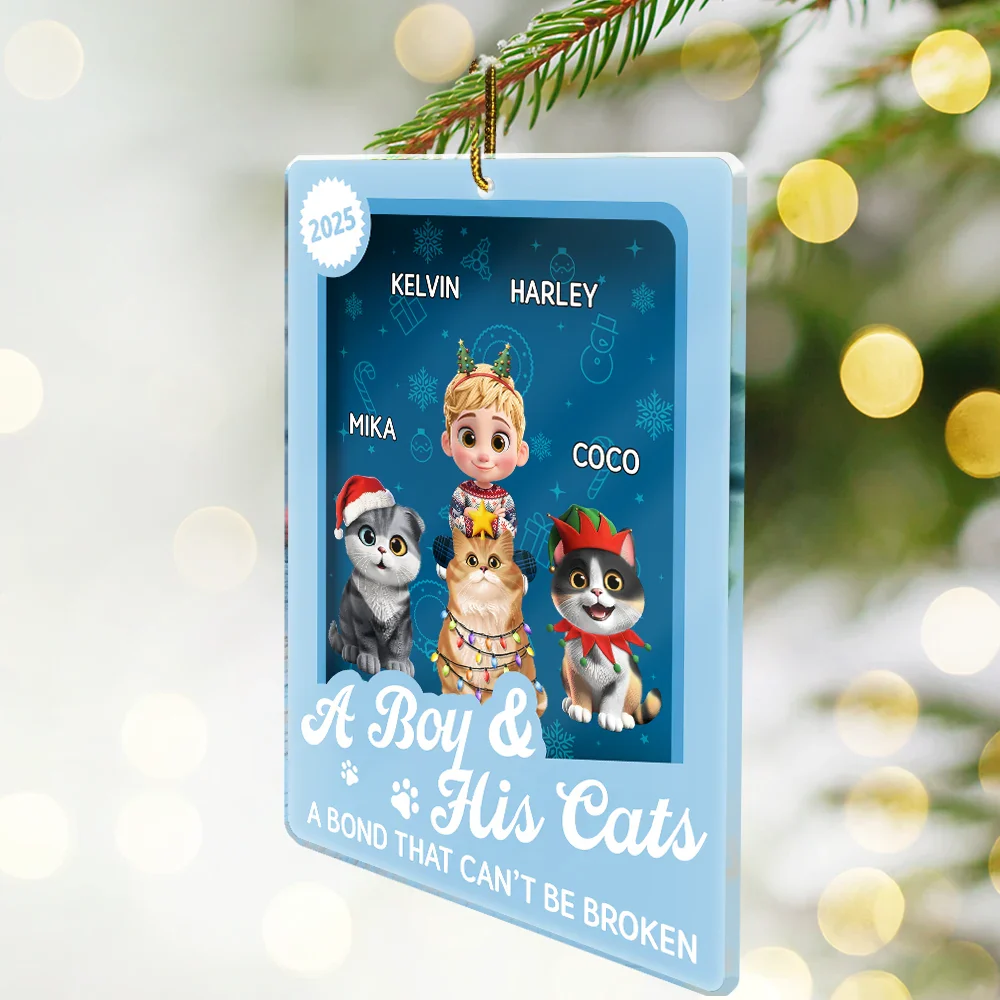 A Girl & Her Cats Unbreakable Bond Toy Box - Personalized Custom Shaped Acrylic Ornament - Image 2