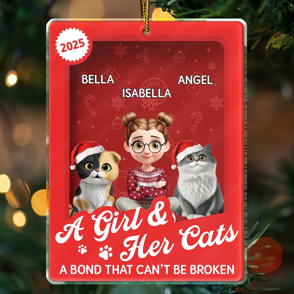 A Girl & Her Cats Unbreakable Bond Toy Box - Personalized Custom Shaped Acrylic Ornament - Image 3