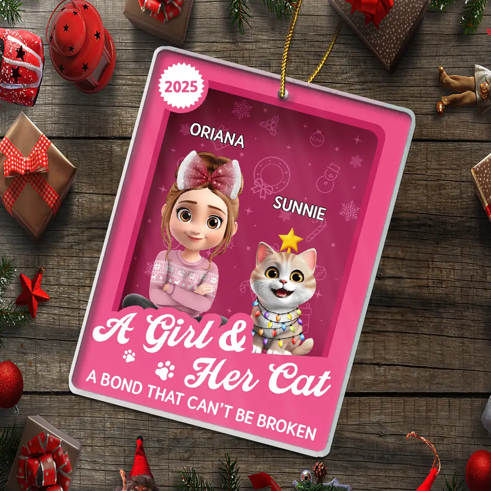 A Girl & Her Cats Unbreakable Bond Toy Box - Personalized Custom Shaped Acrylic Ornament - Image 5