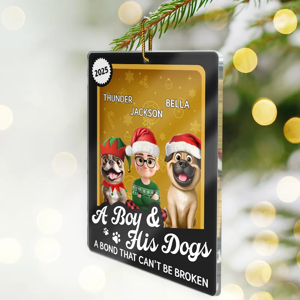 A Girl & Her Dogs Unbreakable Bond Toy Box - Personalized Custom Shaped Acrylic Ornament - Image 2
