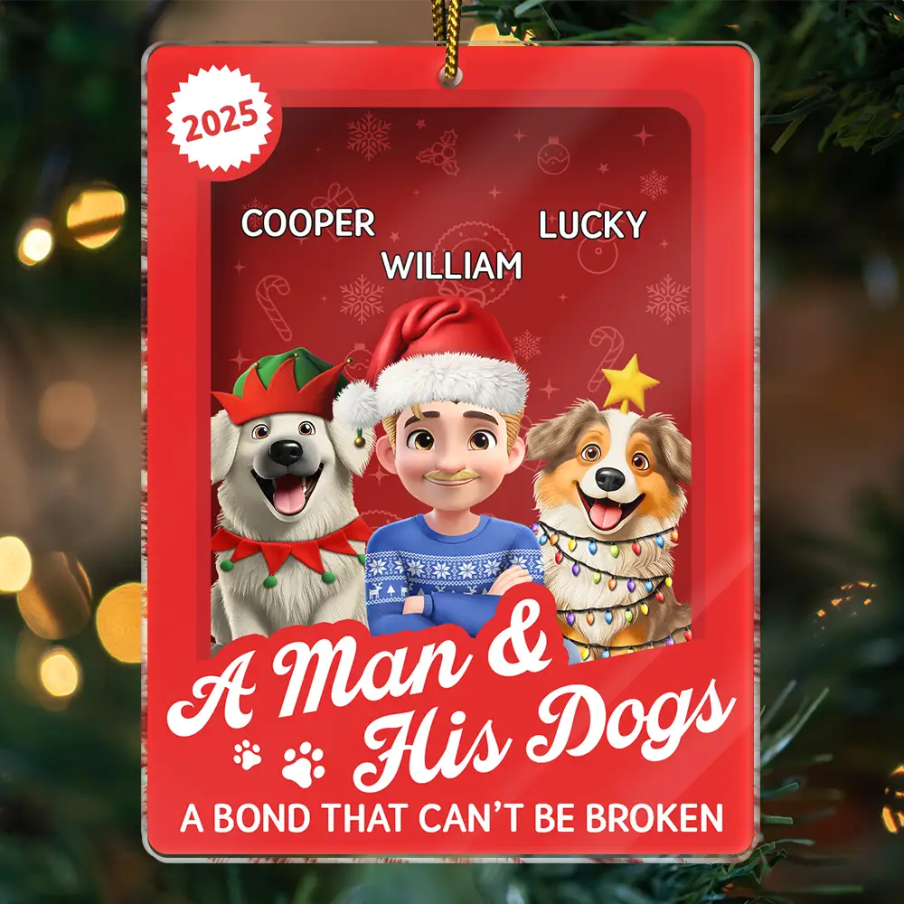 A Girl & Her Dogs Unbreakable Bond Toy Box - Personalized Custom Shaped Acrylic Ornament - Image 3