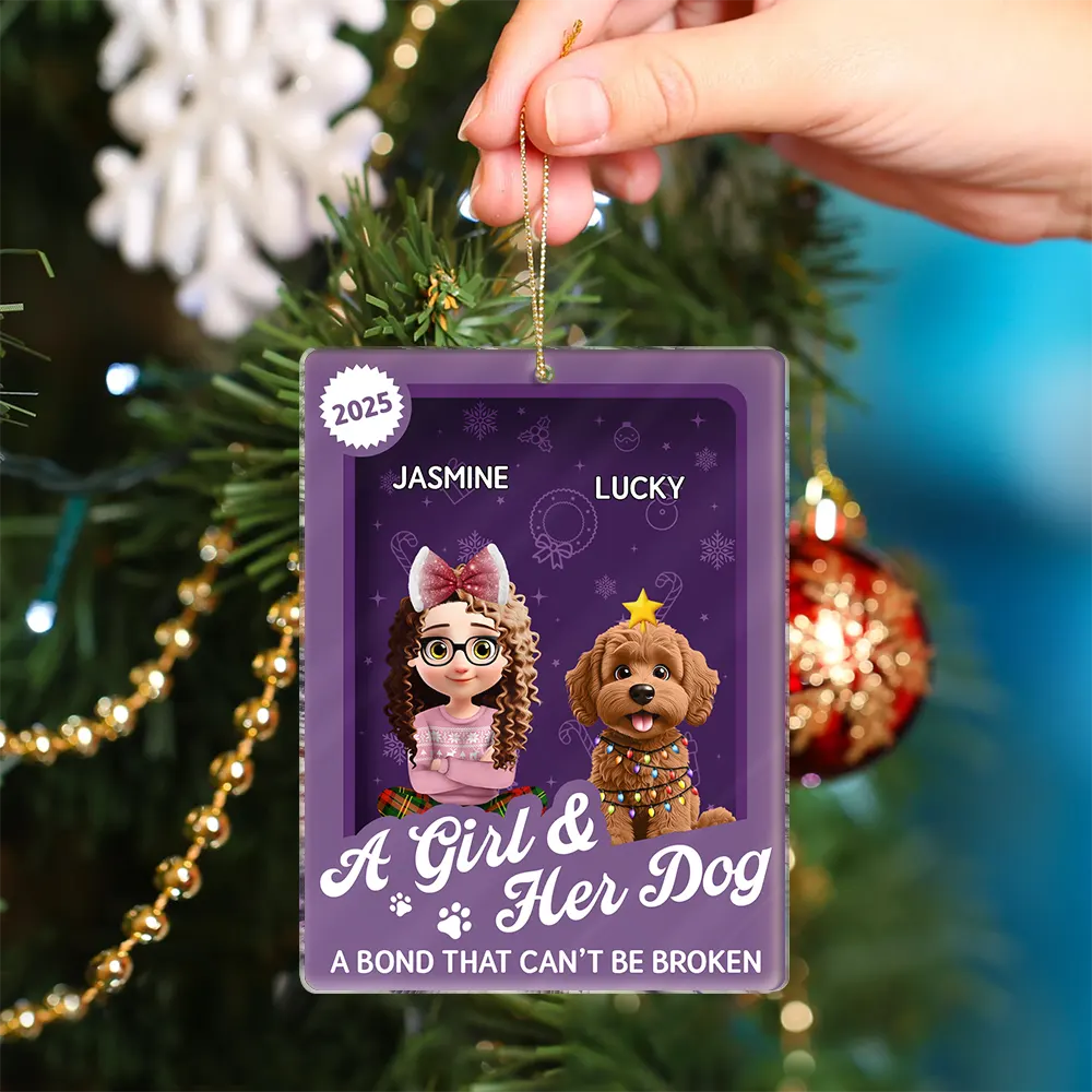 A Girl & Her Dogs Unbreakable Bond Toy Box - Personalized Custom Shaped Acrylic Ornament - Image 4