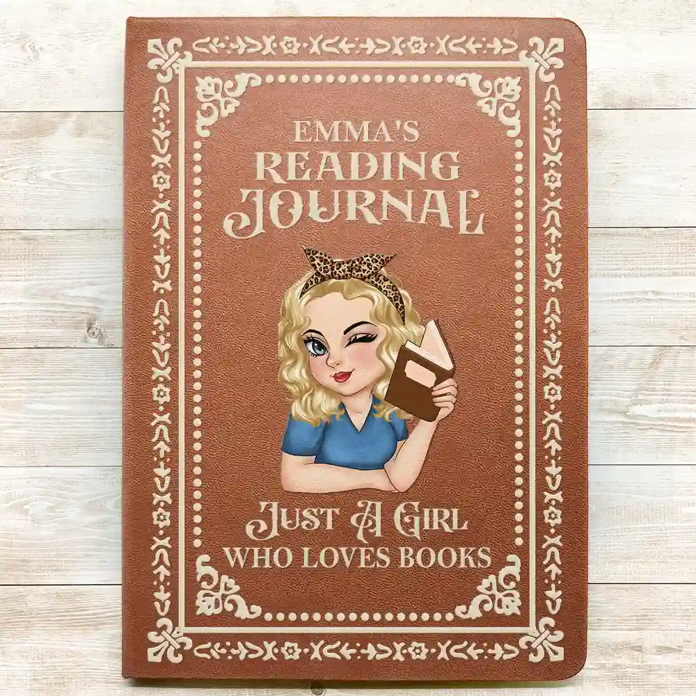 A Girl Who Loves Books Reading Journal - Personalized Leather Journal - Image 3