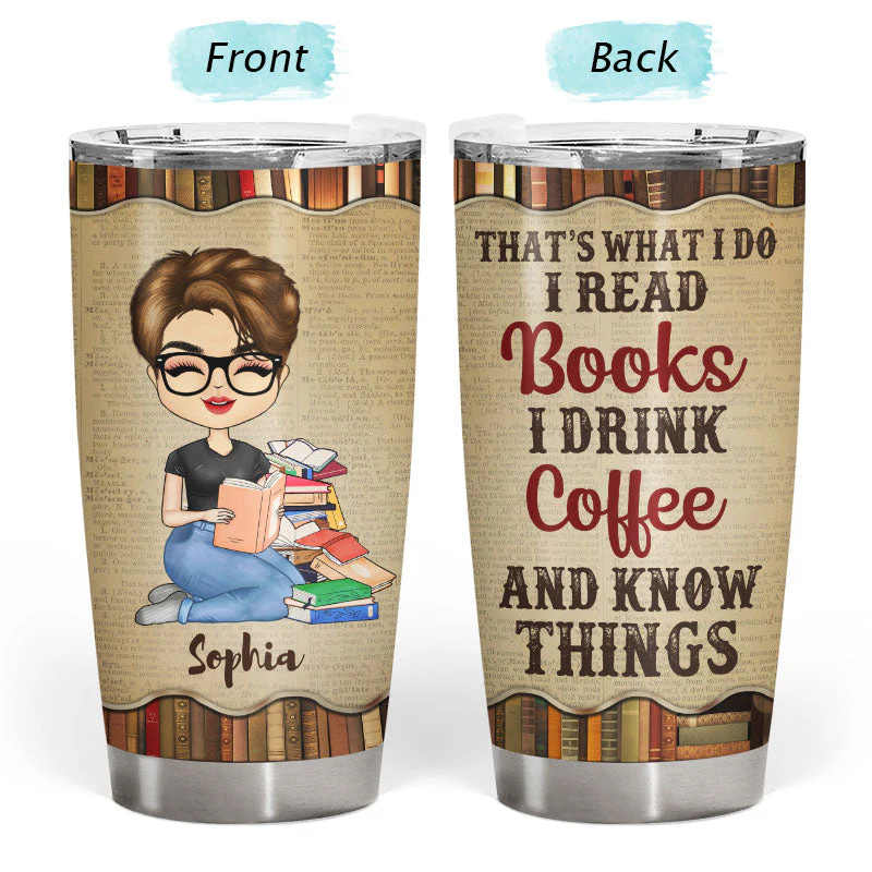A Girl Who Loves Books Reading - Reading Gift - Personalized Custom Tumbler - Image 3