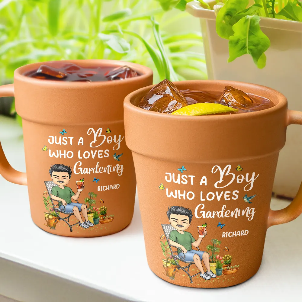 A Girl Who Loves Gardening - Personalized Plant Pot Ceramic Mug - Image 2