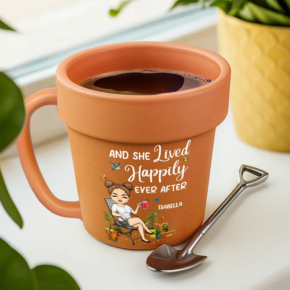 A Girl Who Loves Gardening - Personalized Plant Pot Ceramic Mug - Image 3