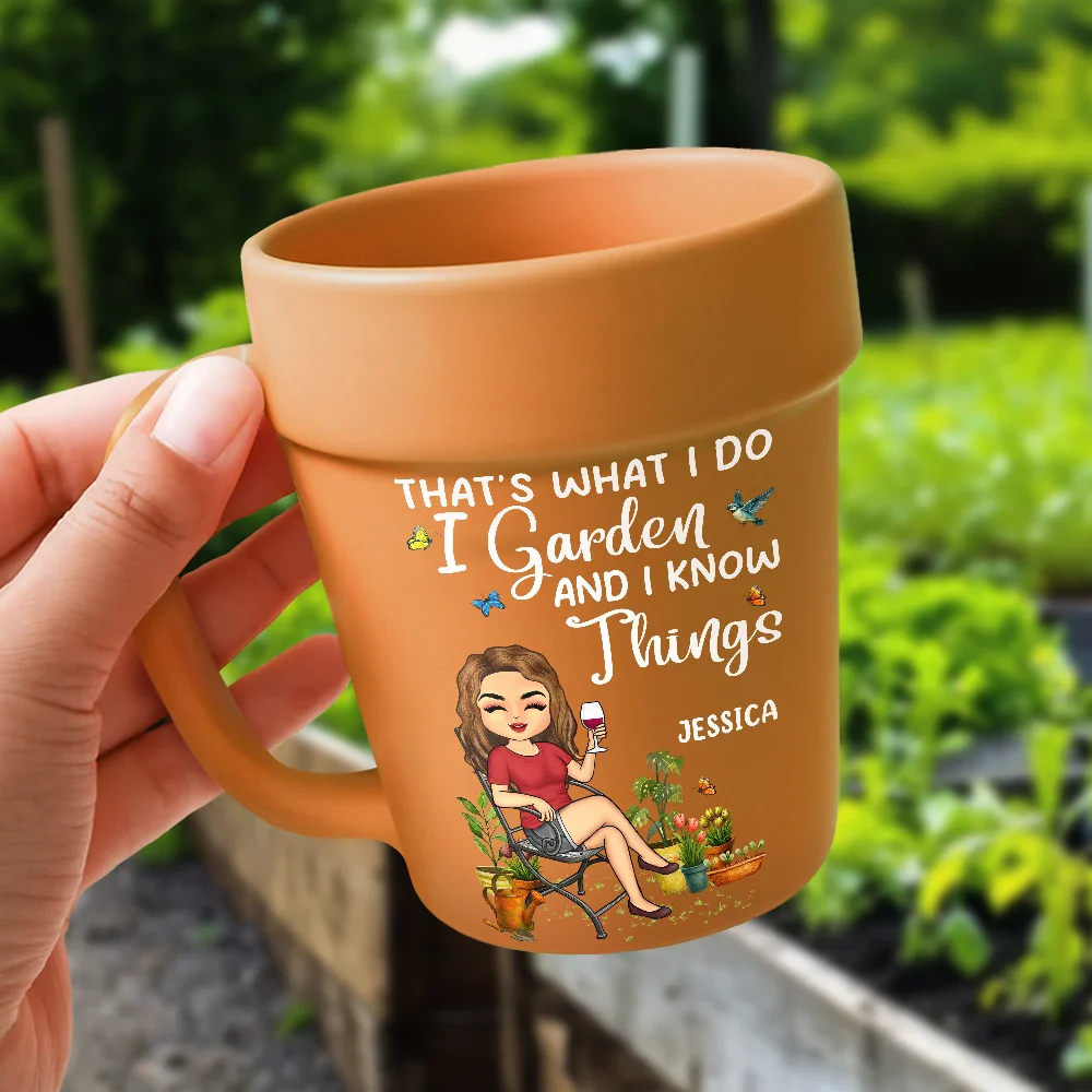 A Girl Who Loves Gardening - Personalized Plant Pot Ceramic Mug - Image 5