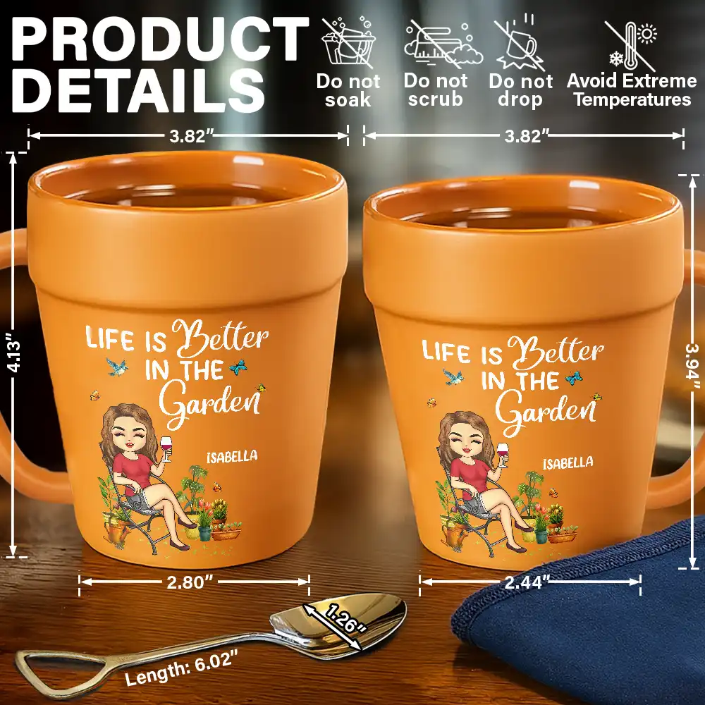 A Girl Who Loves Gardening - Personalized Plant Pot Ceramic Mug - Image 6