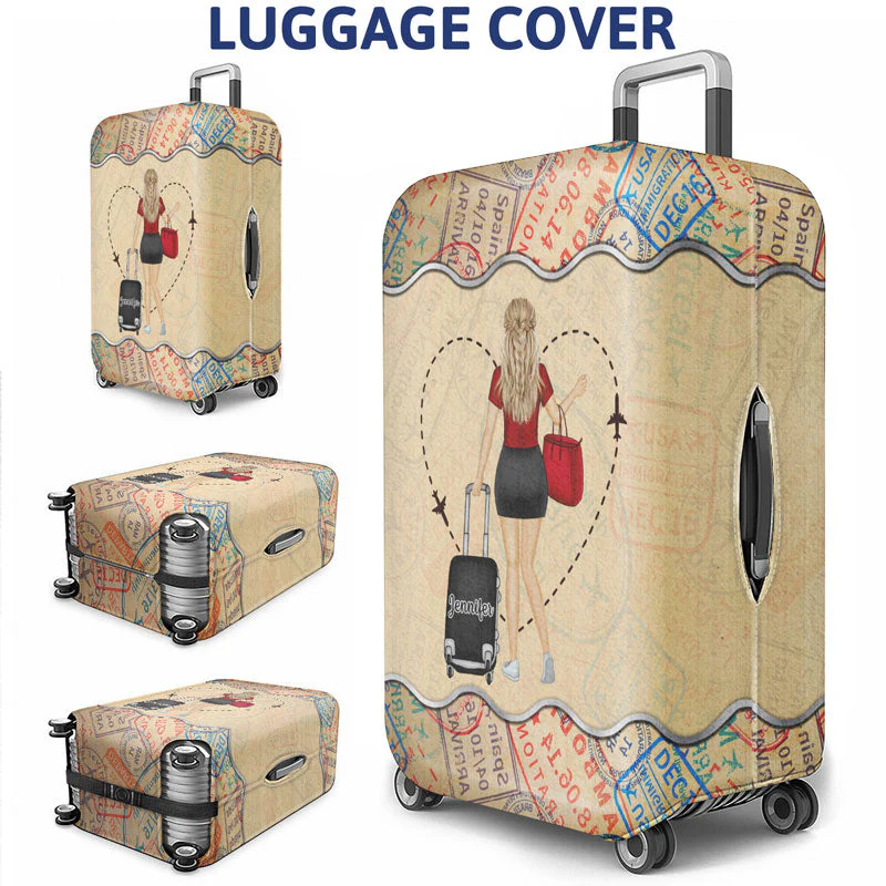 A Girl Who Loves Traveling - Gift For Travel Lovers - Personalized Custom Luggage Cover - Image 3