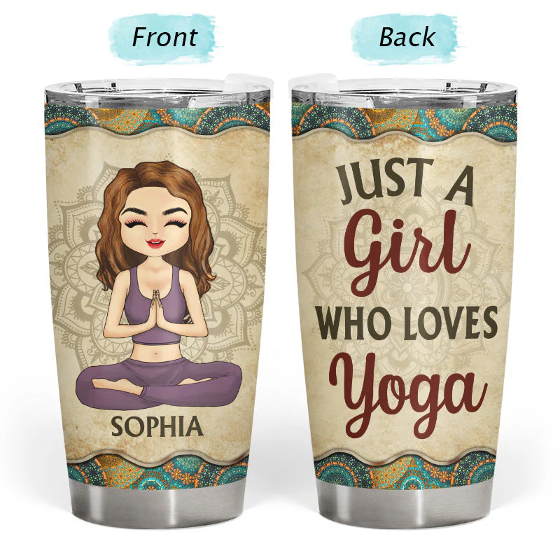A Girl Who Loves Yoga - Yoga Gift - Personalized Custom Tumbler - Image 4
