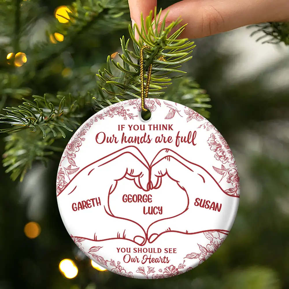 A Heart Full Of Love - Personalized Circle Ceramic Ornament - Image 3