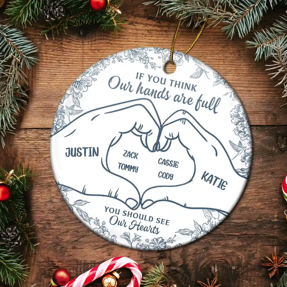 A Heart Full Of Love - Personalized Circle Ceramic Ornament - Image 5