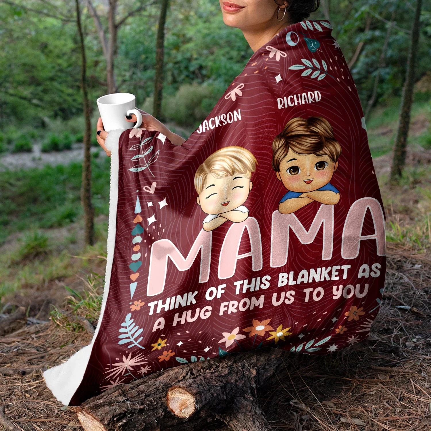 A Hug From Grandkid To Nana - Birthday, Loving Gift For Grandma, Grandmother, Mother, Mama, Mom - Personalized Fleece Blanket - Image 3