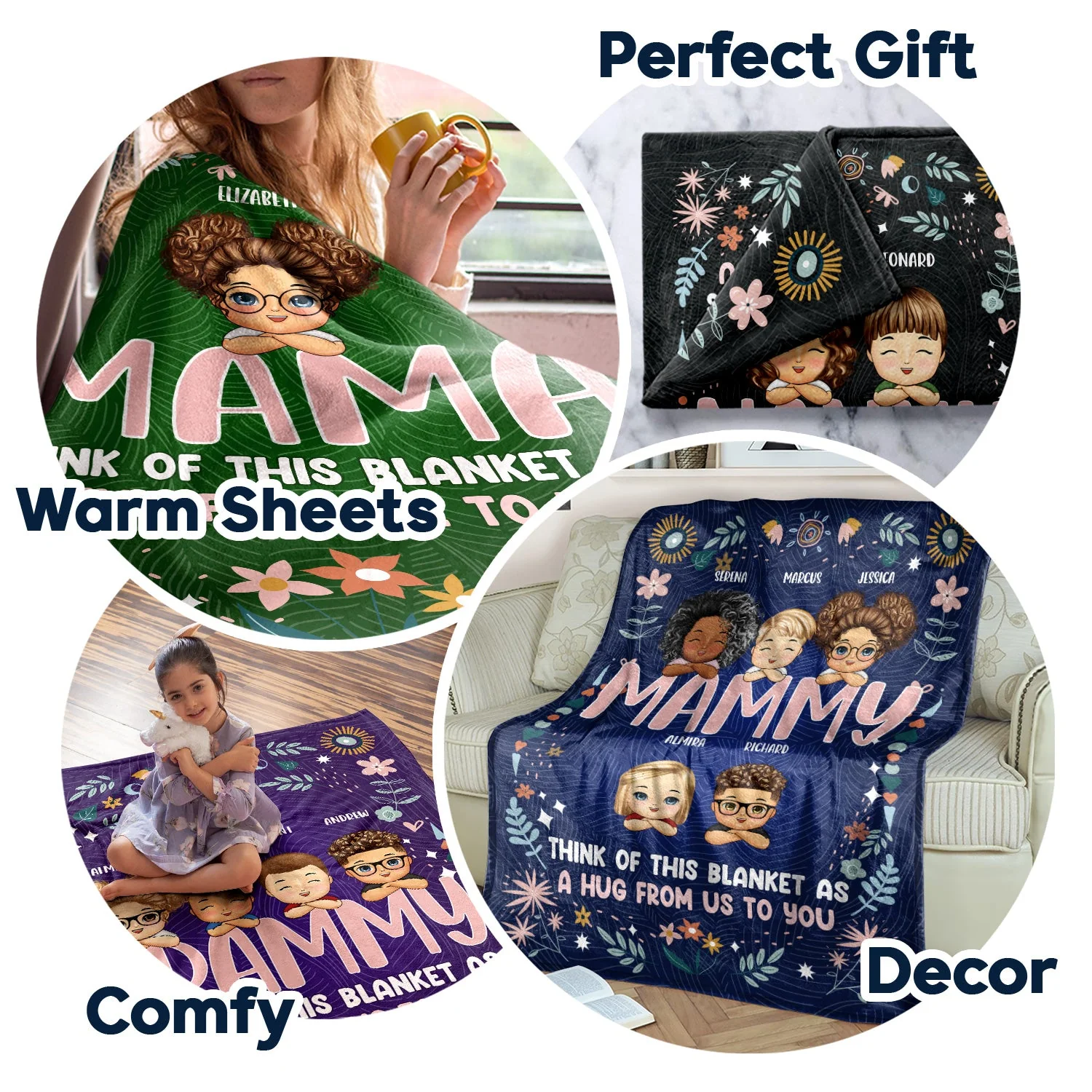 A Hug From Grandkid To Nana - Birthday, Loving Gift For Grandma, Grandmother, Mother, Mama, Mom - Personalized Fleece Blanket - Image 5