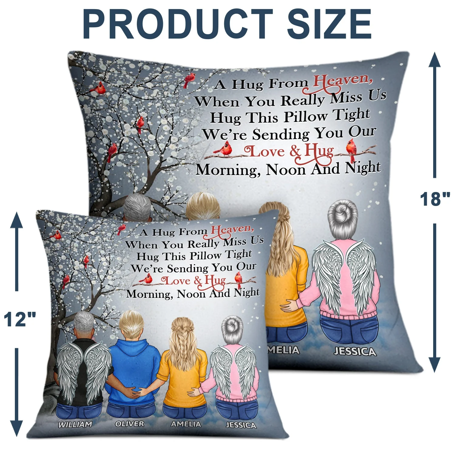 A Hug From Heaven - Memorial Gift For Family, Siblings, Friends - Personalized Pillow - Image 4