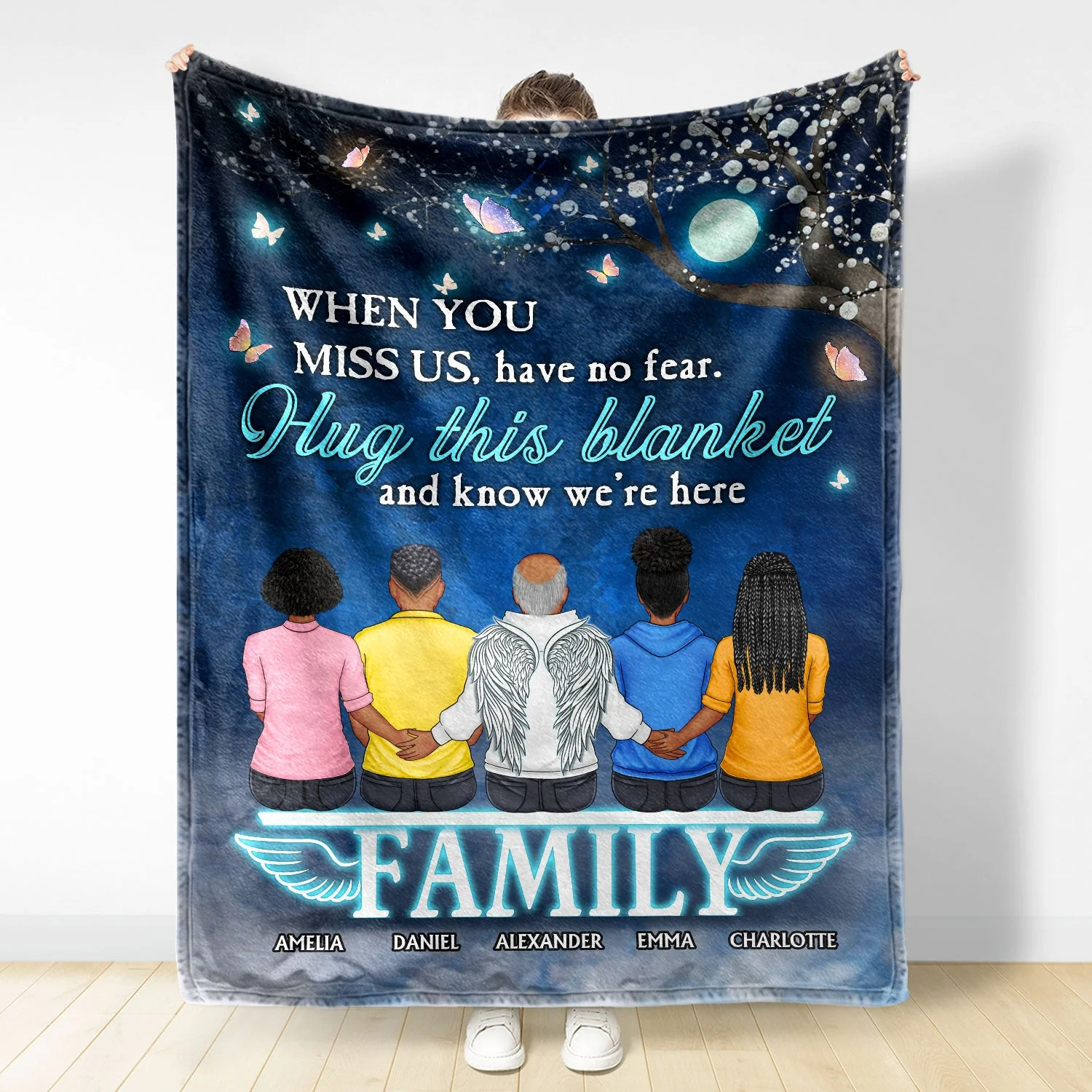 A Hug From Heaven When You Really Miss Me - Memorial, Christmas Gift For Family - Personalized Fleece Blanket - Image 2