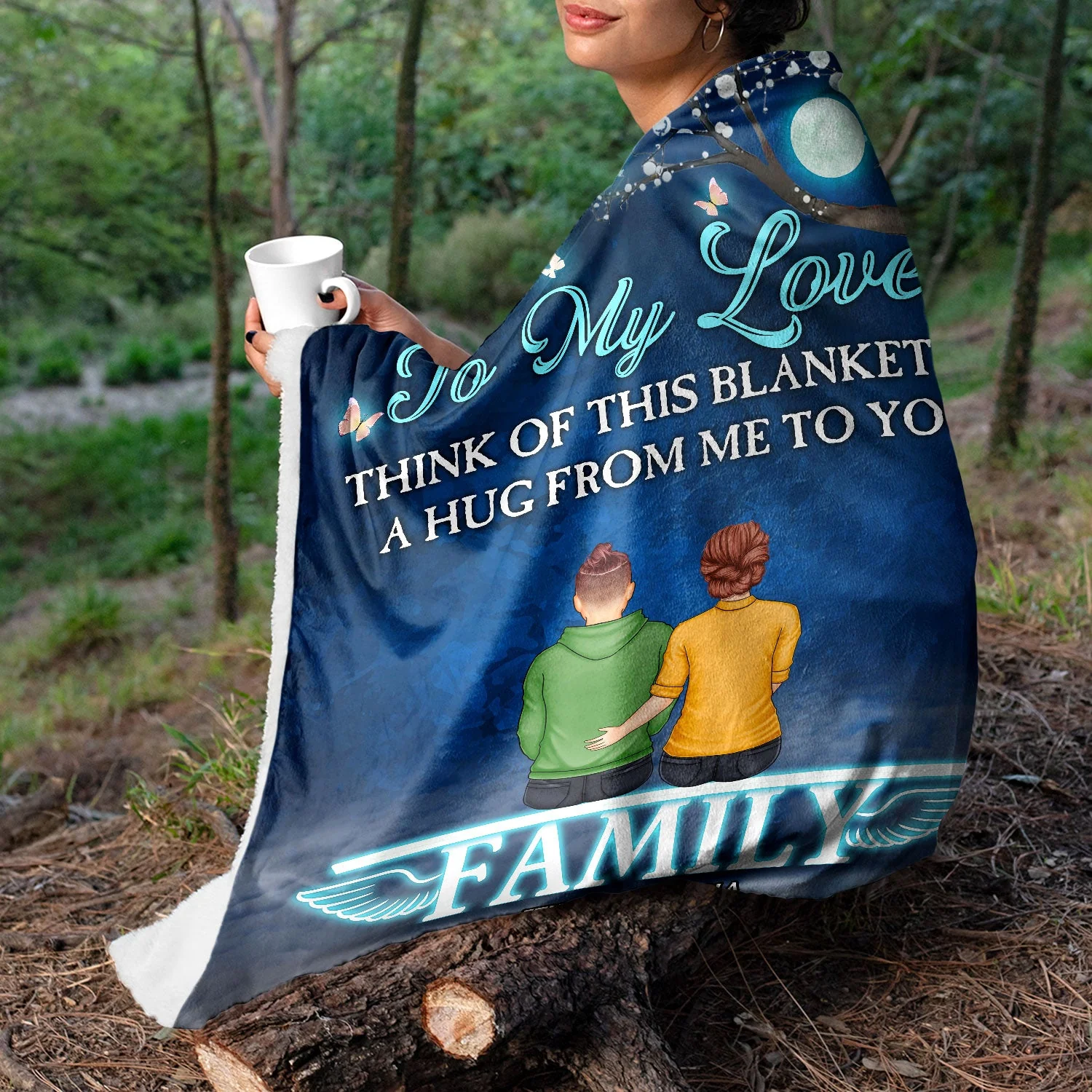 A Hug From Heaven When You Really Miss Me - Memorial, Christmas Gift For Family - Personalized Fleece Blanket - Image 3