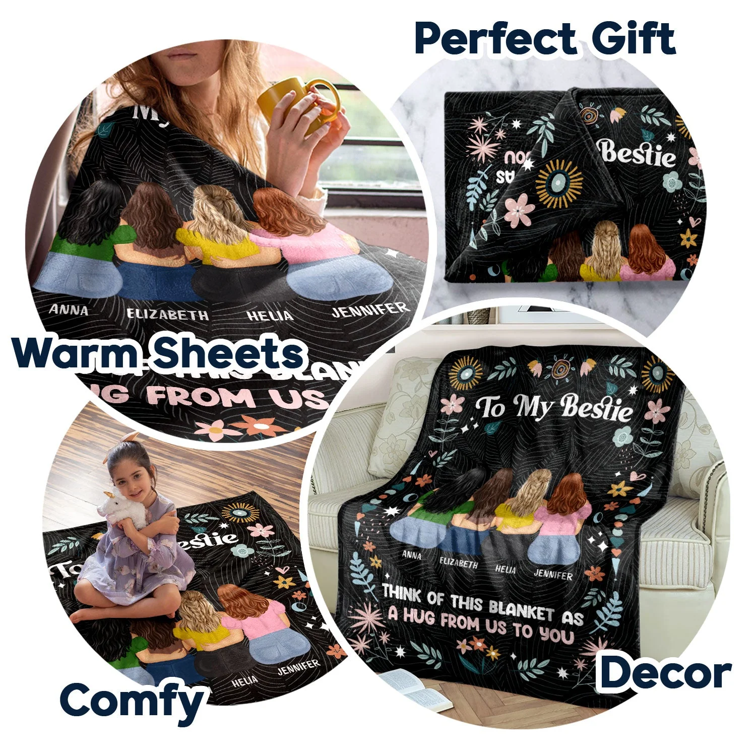 A Hug From Me To You - Gift For Sisters And Best Friends - Personalized Fleece Blanket - Image 7