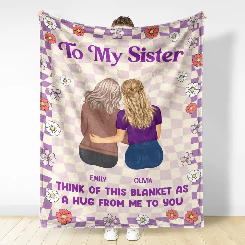 A Hug From Me To You Sister Bestie - Personalized Fleece Blanket, Sherpa Blanket - Image 3