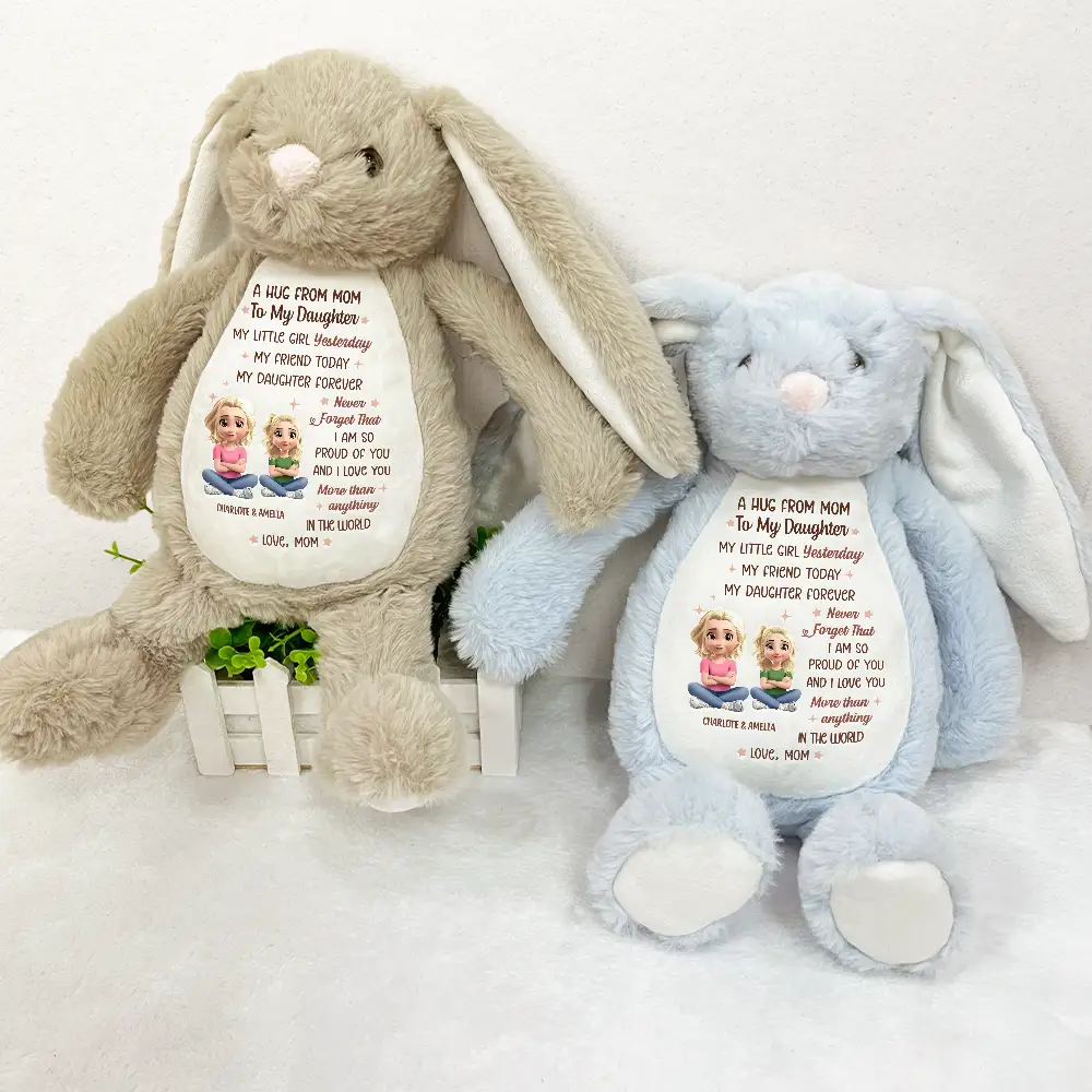 A Hug From Mom 3D Effect - Personalized Soft Toy Bunny - Image 3