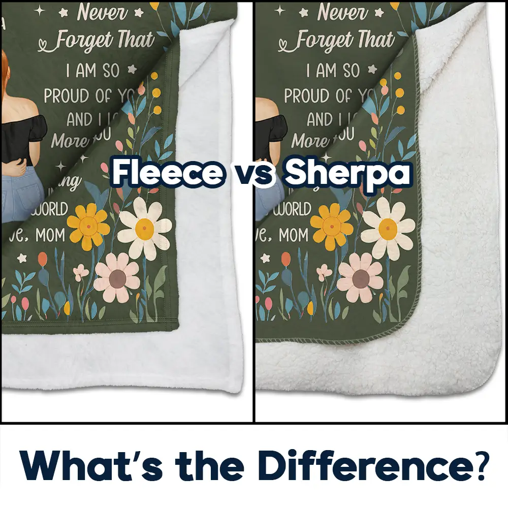 A Hug From Mom - Personalized Fleece Blanket, Sherpa Blanket - Image 4