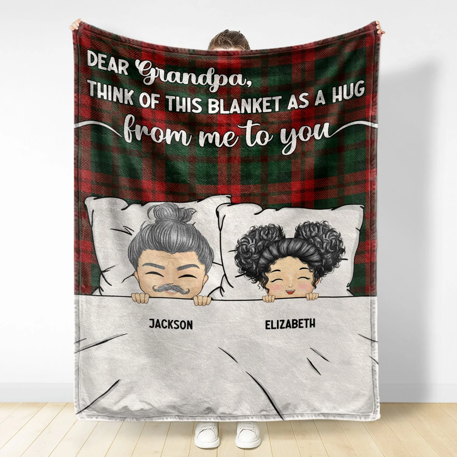 A Hug From Us To You - Gift For Grandparents - Personalized Fleece Blanket, Sherpa Blanket - Image 3